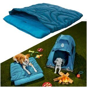 NWT 30"x38" Arcadia Trail Blue Built-in Pillow Packable Sleeping Bag for Dogs